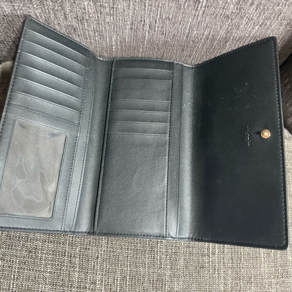 Coach Black and Brown Signature Trifold Wallet - Picture 4 of 4